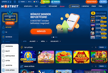 A Mostbet kaszinó főoldala