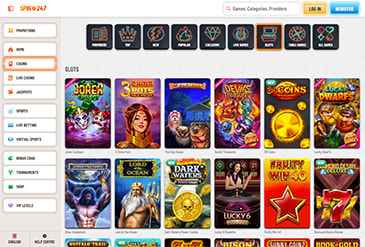 A Spin247 kaszinó játékválasztéka